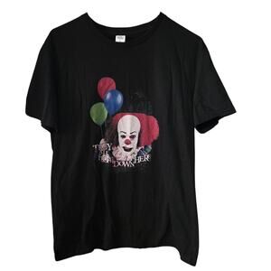 Mens Black It T-shirt They All Float Down Here Size Large Pennywise Horror Movie